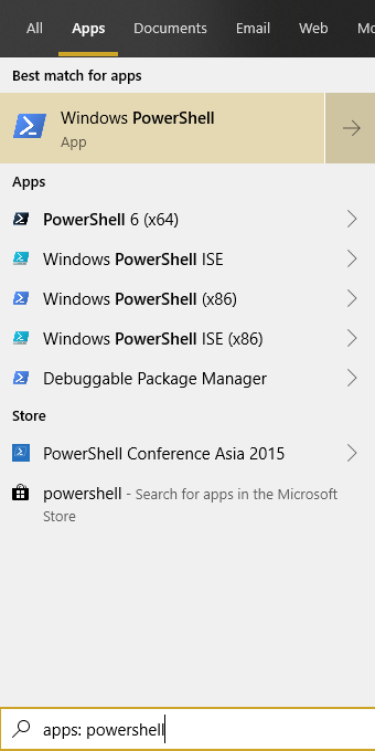 시작 메뉴에서 검색