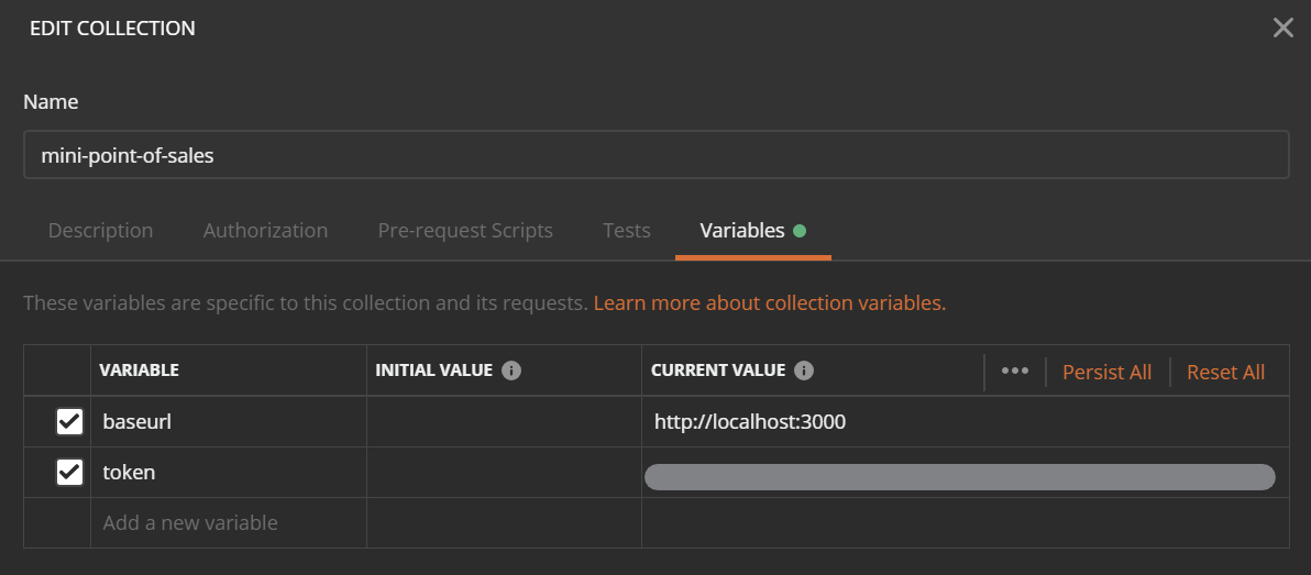 콜렉션 변수 추가